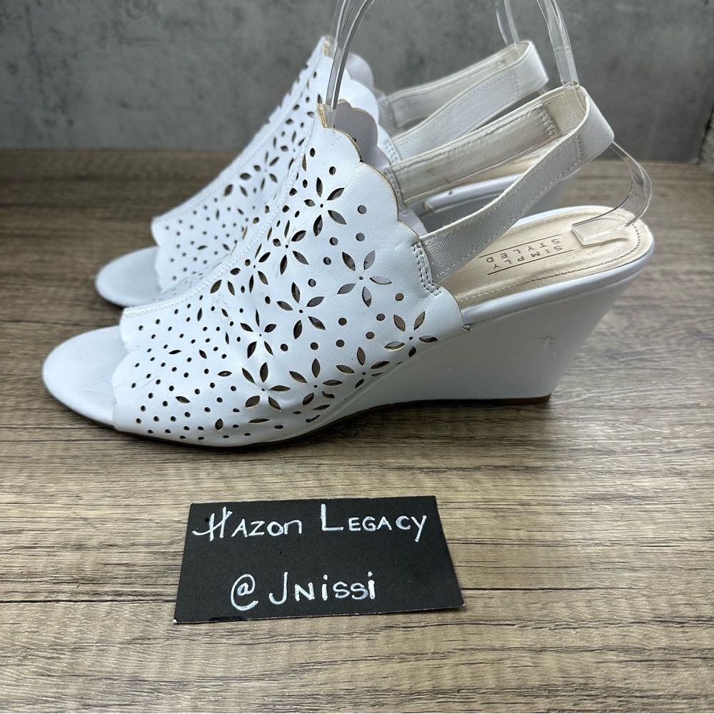 Simply Styled Women's KIP~White Wedge Sandal Shoes~Size‎ 11 M